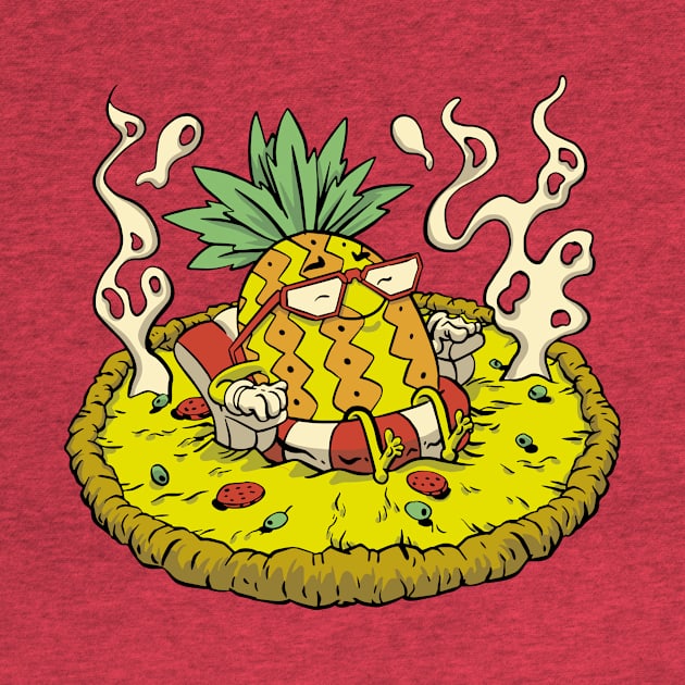 Cute Pineapple on Pizza Cartoon by SLAG_Creative